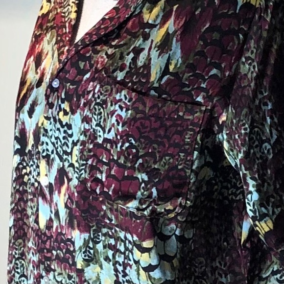 Anthropologie Silk Blouse Postcard Pocket Sz M - Picture 3 of 9